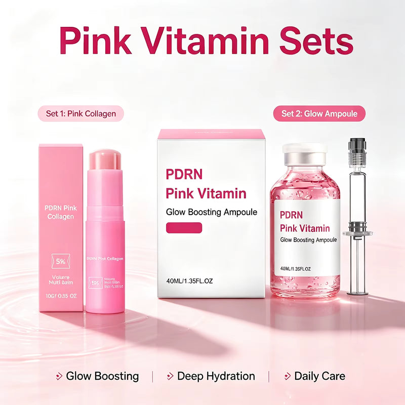 PDRN Pink Collagen Volume Multi Balm Stick&Serum 5% Volufiline Hydrating Firming Repair Balm for Face Neck Eye Area Skincare